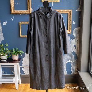 Vintage Bagatelle Long Black Leather Trench Coat